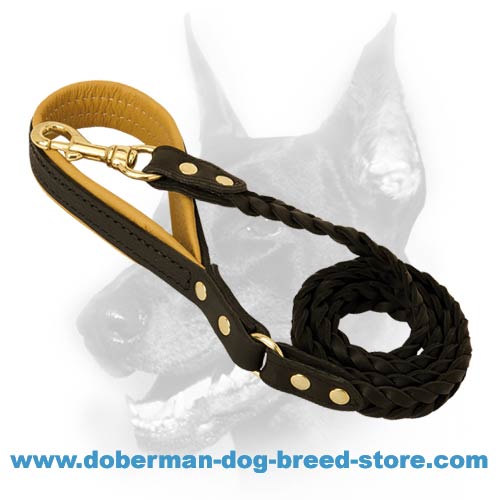 Designer leather dog lead for large dog breeds