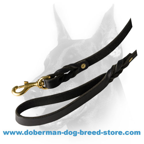 Doberman Breed Braided Leather Leash: Designer Dog Leash