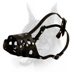 Fine dog muzzle made of select leather 