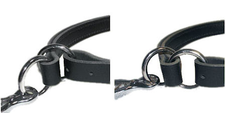 Adjustable Leather Slip Collar with nickel-plated hardware for Doberman